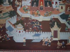ビルマ軍とアユタヤ軍の戦いに備えた砦の様子を描いた絵画です。

ビルマ軍とシャム(タイ)の戦いは、長い歴史があるようです。

カンチャナブリの旧泰緬鉄道の傍の施設に掲げられています。
