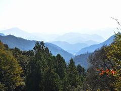 少し行くと、伏拝王子の跡。ちょっと石段を登ります。

ここから、はじめて熊野本宮大社を目にすることができ、参拝者が伏して拝んだところから名付けられました。もちろん見えたのは今の社殿ではなく、かつての熊野川の中洲にあった旧社殿（今の大斎原）です。

写真中央やや右の、山と山の境目のあたりです。