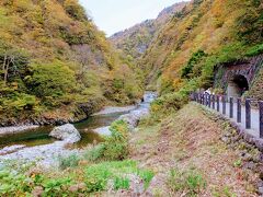 車で30分ほど。清津峡に来ました。休日は駐車場待ちがあるとのことでしたが、15時過ぎの到着のためか、並ぶことなく第一駐車場に入ることが出来ました。第三駐車場以降だとかなり遠いので助かりました。