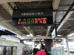 現在、13時47分です。新潟県の新津駅です。快速あがのは、新津駅で運転中止となりました。