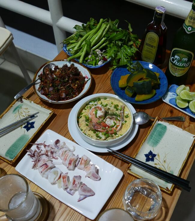 子持ち焼きイカ．．．〇<br />カイ.ツゥン.クン．．．〇<br />煮カボチャ．．．若すぎて味がない．．．×．．．3切れ食べてゴミ箱行きだ