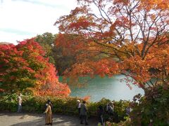 　すぐに毘沙門沼の展望台です。湖畔の紅葉が見事。