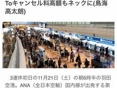 2020年11月21日

「我慢の3連休」と言われた3連休。
羽田空港は朝から大混雑との事。

私もその一人なんだけどね・・

コロナを振り撒かないようにガッツリとマスクして、体温計＆消毒液を手荷物に入れて出発。
