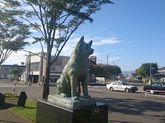渋谷駅間の銅像で有名な忠犬ハチ公は大館出身の秋田犬。ここ大館駅前にも記念像があります。