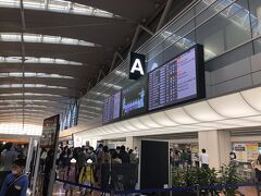 今回は羽田から伊丹にANAで飛びます。羽田空港には9時前に到着しましたが、検査所は20～30分待ちのすごい行列でしたので我々も慌てて並びました。搭乗30分前の人達が急かされて優先的に誘導されてました。国内線でも1時間前到着は必須ですね。