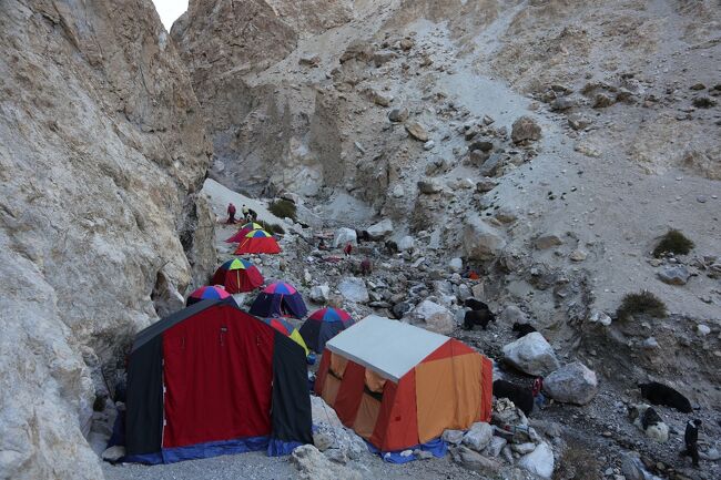 ヤクも現地スタッフも我々もごちゃ混ぜだ。<br /><br />その移動の日は「村の長老」が天候や気分？で決めるので毎年微妙に違う様です。<br />