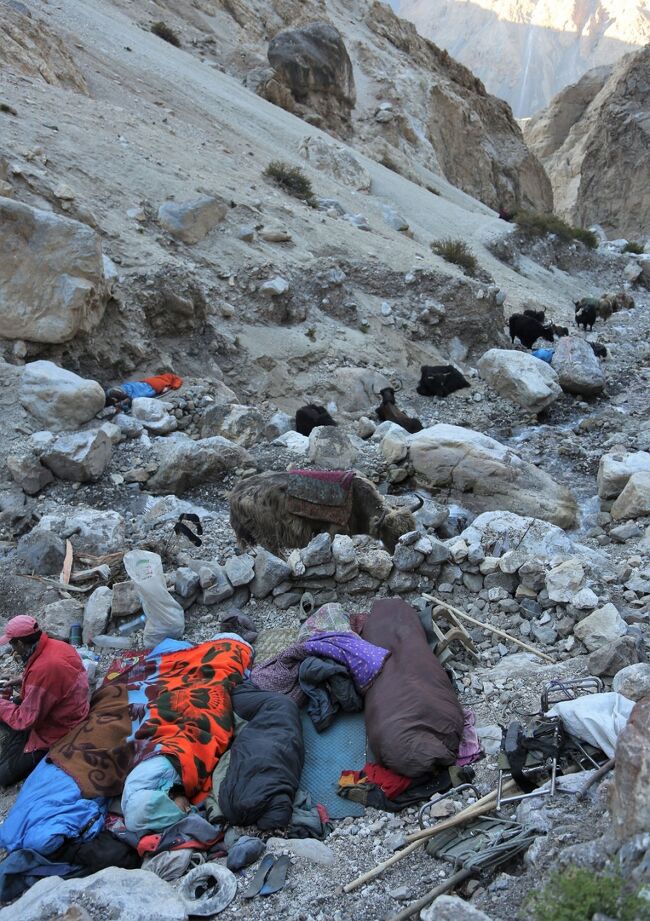 谷間の小川に沿って、皆でキャンプも終了して・・