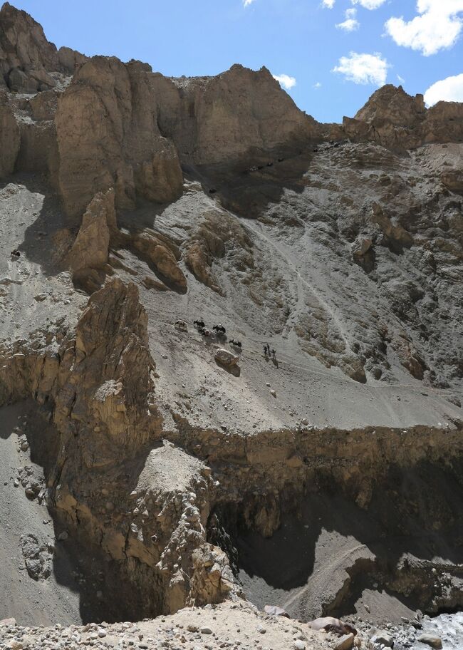 こんなところを延々と歩く。<br />中央にヤク隊が見えるかな？