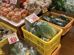 徒歩で大歩危駅に向かう。途中の道の駅。野菜が安い！レタス3玉100円、キュウリ８本200円！