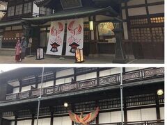 朝7時前の道後温泉本館。2階以上は改修中のため、1階の神の湯に入るのみ。浴衣客は界隈の温泉宿の宿泊客か。ちなみに、私は松山市最大の歓楽街・大街道の端っこに投宿。