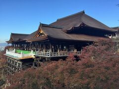 音羽山の断崖に建つ清水寺の本堂（国宝）。
西国三十三所第16番札所、ご本尊は十一面千手観世音菩薩。
修復を終えた檜皮屋根が美しい。

