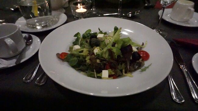 食事はホテルで。多分ホテル代と食事で安く価格を抑える交渉をしているのでしょう。<br />サラダ