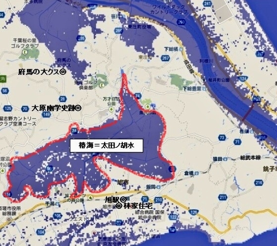 昔むかし、椿海(つばきのうみ)が広がっていたあたり、今は野鳥が降り立つ。