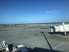 那覇空港に着きました。
空の色が違います。