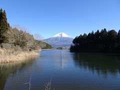 元日の朝、列車とバスを乗り継いで、まずは静岡県の田貫湖畔にやって来ました。富士山が見えました♪