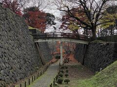 休憩館を後にして進んで行くと左手、橋の向こうの紅葉が気になりました
極楽橋です
極楽橋をくぐった辺りから落ち葉が増えて来て