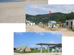ホテルの周囲はキャンプ場（豊浦町）です。広くきれいな砂浜は快適に過ごせそうです。