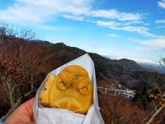 ケーブルカーの乗り場の前にあった天狗焼きを買ってみました。ホカホカで真っ黒の黒豆あんも美味しかったです。朝ごはんを食べていなかったので染みました。