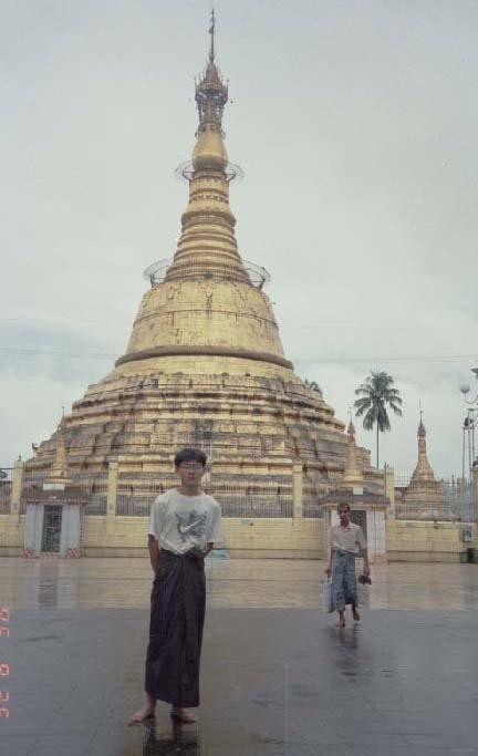 ヤンゴンに戻ってきた。<br />ヤンゴンではパガンで知り合ったヤンゴン大学の学生の一人のソイアウンと会う約束をしていた。<br />宿泊予定のホテルで待ち合わせ再会することができた。<br />アウンの弟はタクシー運転手でヤンゴン滞在中はただでタクシーを貸し切りあちこちを回ることができた。<br />写真はシュウェズィゴンパゴダ。
