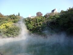 さて、駅からだいぶ歩いて、地熱谷にやって来ました！

90度の温泉が湧きだす谷で、やっと温泉地に来た、という実感が湧いてきました。

硫黄の香りも充満していて、ここだけ切り取ってみると、日本の温泉と変わらない不思議な感じがします。