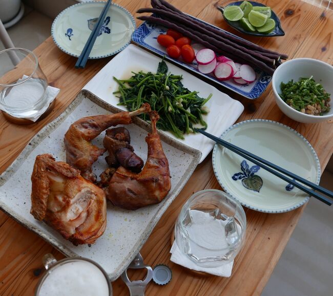 27日　夕食<br />地鶏焼き．．．◎<br />野菜炒め．．．〇<br />納豆．．．〇<br />生野菜．．．〇