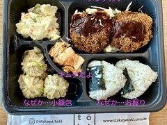 【地球の真裏でサラメシ（デリバリー弁当）】

名前も怪しいが、弁当もなんだか怪しい...メンチカツにキムチとおにぎり２つ、そして３つの小籠包って...どういう組み合わせよ...

『日中韓』の共演....弁当...ブラジルらしい...