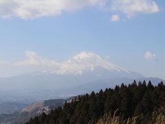 山頂周囲の木は刈られていて遮るものなく、周囲に高い山が無い分裾野まできれいに富士山を眺望することができる。ここでおにぎりの昼ご飯を頂いてから下山開始
