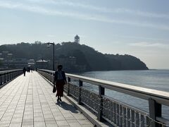 江の島が見えてきました。
江の島には何度も行ってるけどいつも車なので、この橋を歩いて渡ったのは初めてかもしれない・・