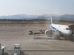高松空港に到着です。

着陸直前まで結構山の中でビックリ。