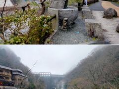 露天風呂の湯気が見えてきましたぞ。