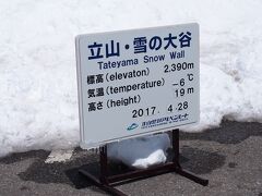 この日の気温はマイナス６度。下界では桜もとっくに散って新緑の季節だというのに、我々の住む世界の真冬よりも寒いです。そして注目は雪壁の高さです。なんと１９メートル。例年の平均は１６～１７メートルだそうで平均以上。そしてここ数年は温暖化のためか、積雪量が減少していたのですが、この年は多かったそうです。いい年に来ました。