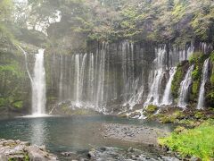 白糸の滝です。
川からではなく岩盤からにじみ出る湧水が流れ落ちる富士山のお膝元特有の滝です。