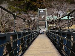 澤乃井ガーデンから多摩川にかかる釣り橋を渡ります