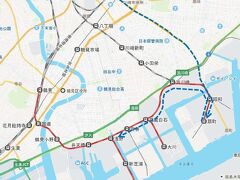 【その１】からのつづき

鶴見駅を起点としている、この地図で赤く示した鶴見線。
まずは川崎駅から路線バスで扇町駅まで向かい、そこから鶴見線の電車に乗ったのでした。