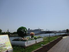 象の鼻パークから大桟橋の豪華客船が見えました。