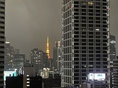 東京タワーをズームします！
本日のライトアップは180個のライトが東京タワーを浮かび上がらせる
「ランドマークライト」です。

30階建ての高層タワーマンション『赤坂Kタワーレジデンス』（写真右）
と『ホテルニューオータニ 東京』の
「ニューオータニ・ガーデンタワー」（写真左端）との間に、
東京タワーを眺めることができます (^^♪