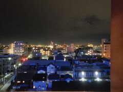 ホテルから見た南側の夜景。遠くの多摩川に橋が架かっていますがその向こうは川崎市です。来年には羽田空港の第三ターミナルあたりに橋がかかる予定になっているので、前泊地が川崎になることもあるのかな・・・。