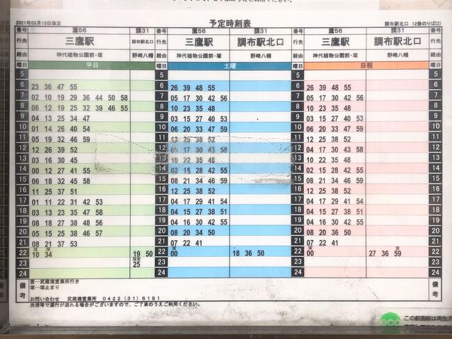 吉祥寺 調布 バス 時刻 ストア 表