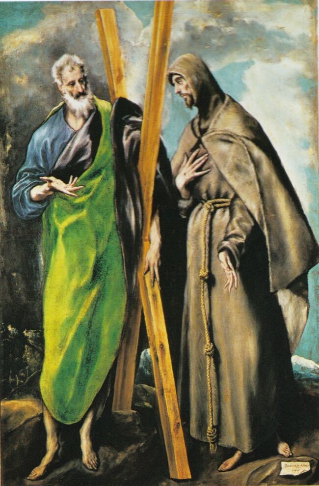 グレコ1595　ｘ《聖アンデレと聖フランチェスコ》プラド美術館所蔵<br />＊2025年、2012年マドリード旅行時、プラド美術館を訪問・鑑賞した。　<br />＊49～54歳頃の作品」