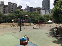 公園で遊びたい、と言うので、浜町公園に来た。
なぜか全然人がいない。