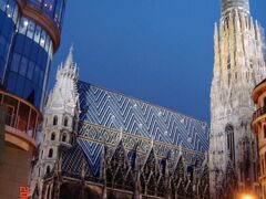 「シュテファン大聖堂」は、ハプスブルク家の墓所でもあり、
モーツァルトの結婚式も行われた大聖堂なんだとか

できれば、塔の展望台にも、登ってみたかったー

鮮やかなタイル色のモザイクの屋根がとっても素敵！
夜はブルーっぽく見える？