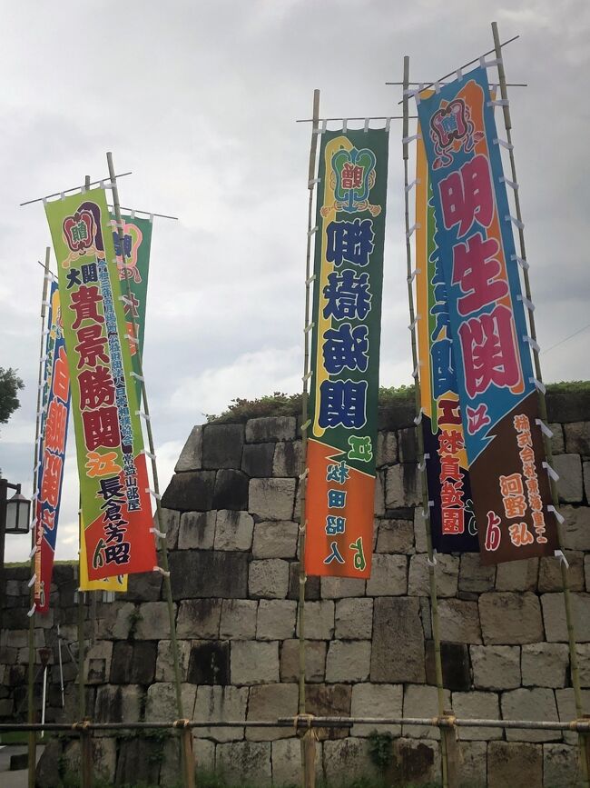 東門を入ると、力士や部屋の名前が染め抜かれた幟が迎えてくれます。<br /><br />幟は長さ5.4ｍ　幅0.9ｍで、８色の染料が用いられているようですが、黒星を連想させるため黒色は使わないそうです。<br /><br />今年はコロナの影響かスポンサーが減り、例年より少ない50本程が建てられているそうです。