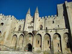 さらに進むと、巨大な城門を擁する教皇庁(Palais des Papes)に到着しました。建物前は広場になっています。