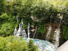 白ひげの滝
橋の上から見ました。青い池と同様水の色が奇麗。よく見ると、岩も水色しています。