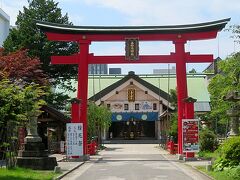 　青い森公園の200メートルほど北に善知鳥神社がある。かつて青森は善知鳥村という名であり津軽藩が開港した際に青森に改称したのだそうだ。この善知鳥神社は青森市発祥の地と呼ばれている。
　境内には２，３人が参拝に来ていたがとても静かだった。赤い鳥居をくぐった右手には池がありコイが泳いでいた。