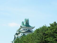 しばらくの間、地上に降りていた金チャチ。
どうなってるか名古屋城へ行ってみたら、お城の上にもどっていました。でもまだ補修中？？網がかけてあり見れません。