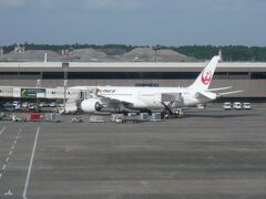 日米の激戦地ガダルカナル島への道は、成田空港から始まりました。

成田空港における日系航空会社の航空機です。

出発までの時間に、成田空港の様子を見るとともに、ガダルカナルの資料に目を通します。