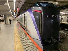 新宿駅からは、特急あずさを利用して山梨まで行きます!　

あずさに乗るのは、9年前に妹と姪っ子と一緒に山梨旅行に行って以来です!　その時は勿論こんなカッコイイ新型車両じゃなかったけどね。　なんか、強そうだよね、このE353系w