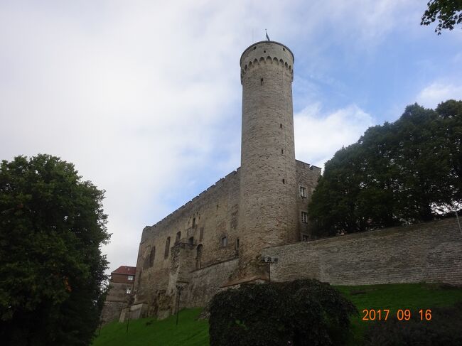 市内観光をホテルから徒歩で始めます。前方に<br />トームペア城が見えてきました