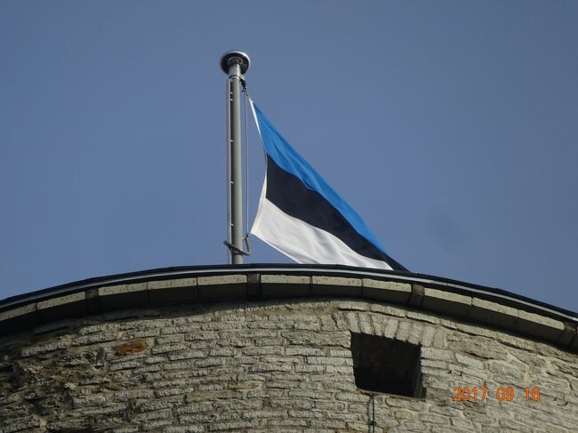 塔の上にはエストニアの国旗が閃いています